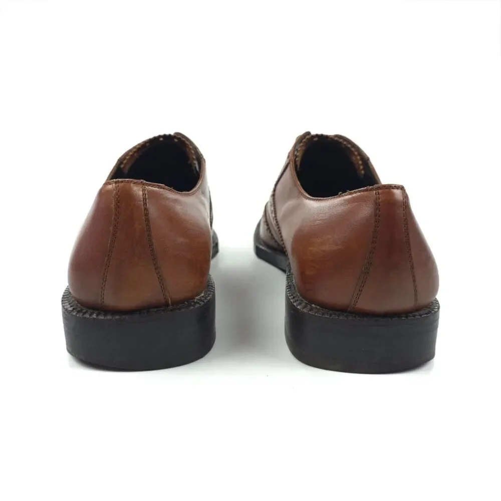 SALVATORE FERRAGAMO Tramezza Wingtip Oxford Brown Leather Old Money Quiet Luxury